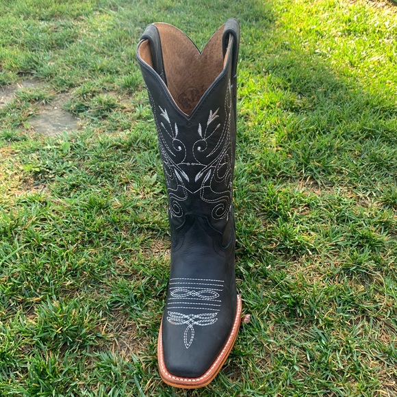 Women's Western Mexican Cowgirl Cowboy Boots Cubans heel Hand made Black 404 - Picture 2 of 7